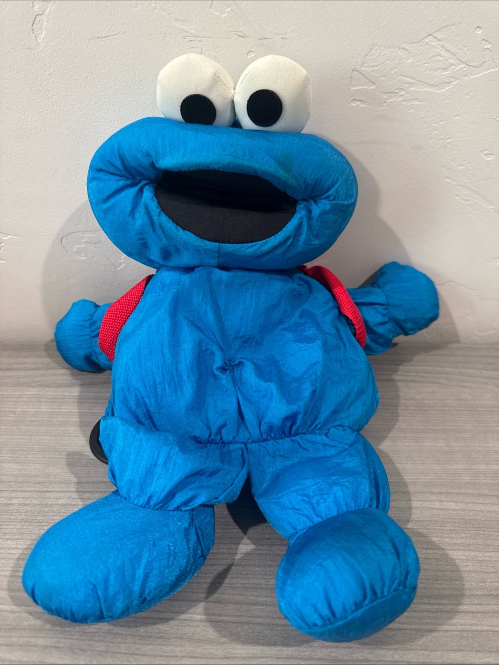 Vintage Tyco 1995 Sesame Street Hungry Cookie Monster Nylon Plush w/backpack 90s